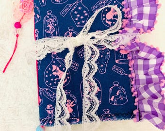 Fairy dust junk journal, unicorn junk journal, kawaii junk journal, fairy tale junk journal, handmade OOAK junk journal, pink and blue bujo
