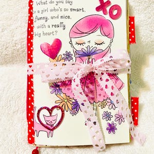 Girly-rommeldagboek, Valentijnsdag-wenskaartdagboek, handgemaakt junkdagboek, plakboek, herinneringsboek, valentijnscadeau voor vriendin