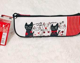 Japanese Kitten Cats Cute Canvas Pencil Cases Make Up Bags Pen Pouches 