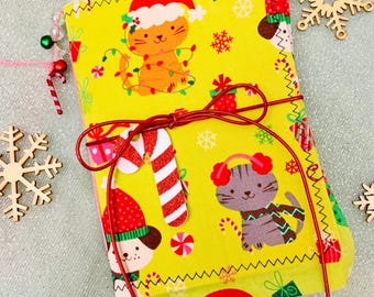 Kawaii Pet Christmas journal, holiday journal, festive junk journal, sweet kitten journal, Christmas puppy journal, stocking stuffer gifts