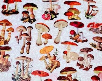 A set of 15 mushroom stickers, mushroom stickers, junk journal stickers, scrapbook stickers, planner stickers, fungi stickers, fauna sticker