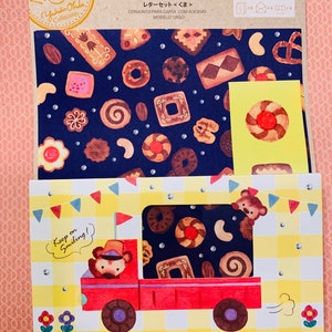 Juego de cartas con forma de osito de galleta, juego de cartas bonito, juego de cartas para amigos por correspondencia, kit de correo postal, kit de amigos por correspondencia kawaii, papeles de diario kawaii, diario basura