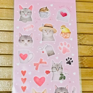 Lindas pegatinas de gato, pegatinas de amante de los gatos, pegatinas de amor de gato, pegatinas de gatito, pegatinas de gato de jardín, pegatina de amor, pegatina de diario, diario basura