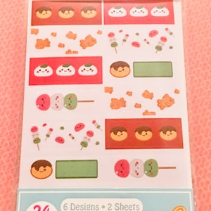 Cute Japanese food stickers, Foodie stickers, Mochi stickers, kawaii stationery, Cute planner stickers, chibi stickers, cute stationery
