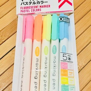 Kawaii pastel highlighters, adorable pastel highlighters, cute light pastel colors, kawaii stationery, markers pens for school, office pens