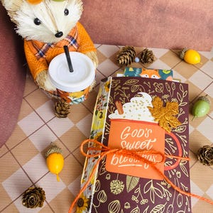 Joli carnet de cartes de voeux d'automne, journal modifié, petit journal de bordel