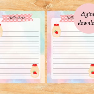 Juego de cartas de leche de fresa, papelería imprimible, juego de cartas de leche, papel de carta de amigo por correspondencia, juego de papelería de fresa, juego de cartas de leche pastel