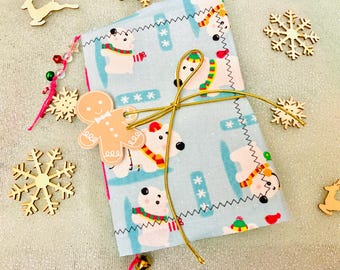 Baby polar bears junk journal, winter junk journal, December daily, Christmas junk journal, holiday journal gift, small handmade journal