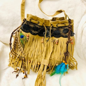 Sac bohème bohème, sac à glands végétalien, sac à franges marron camel, sac de cow-girl, sac à bandoulière hippie, sac cartable végétalien, sac à main en daim végétalien, sac à main boho