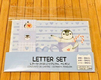 Mini penguin letter set, cute penguin stationery set, winter letter set, happy mail, winter snail mail, Christmas letter set, kawaii paper