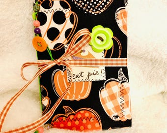 Pumpkin junk journal, fall junk journal, autumn season journal, scrapbook, memory book, travel journal, fall themed journal, handmade OOAK