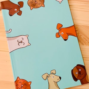 Cuaderno de perros y gatos, diario de gato y perro, diario de regla amplia, cuadernos escolares, diario de niños, diario de niños, diario lindo
