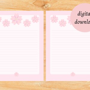 Juego de cartas Sakura Blossom, papelería imprimible, juego de cartas japonesas, papel de carta de amigo por correspondencia, juego de papelería Sakura, juego de cartas sakura pastel