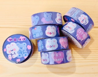 Washitape teddybeer en konijn, liefdesberen, washitape schattig stel, afplaktapes liefdesplanner, washi hartjes, washi kauwgom
