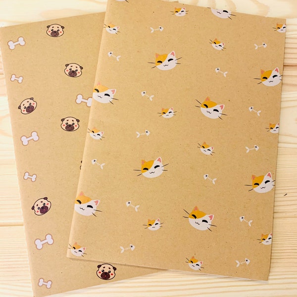 Cat Kraft notebooks, kraft notebook set, dog notebooks, cat notebooks, dog Kraft notebook, travelers notebook, cute planner notebook, pocket