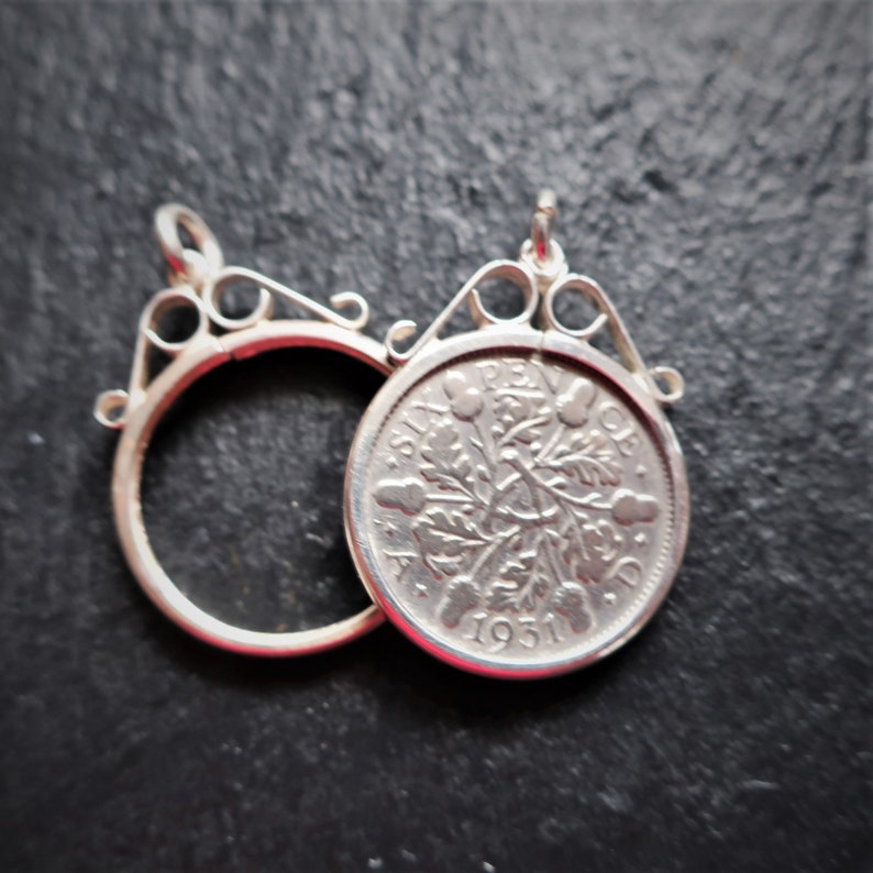 Sterling Silver Coin Mount 6d Scroll Top Pendant Mount for Etsy