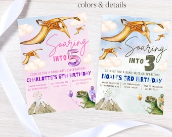 Pterodactyl Dinosaur Birthday BOY or GIRL PERSONALIZED Birthday Invitation