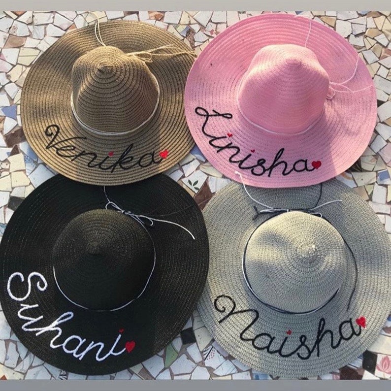 Bridal Party Floppy Hat Beach Hat Personalized Bride Gift DREAM CHASER CUSTOM Women/'s Summer Floppy Straw Hat Beach Hat Bridesmaid Gift