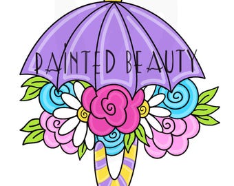 Spring Floral Umbrella Digital template