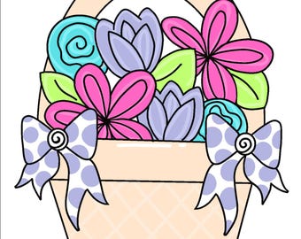 Spring Flower Basket Digital template
