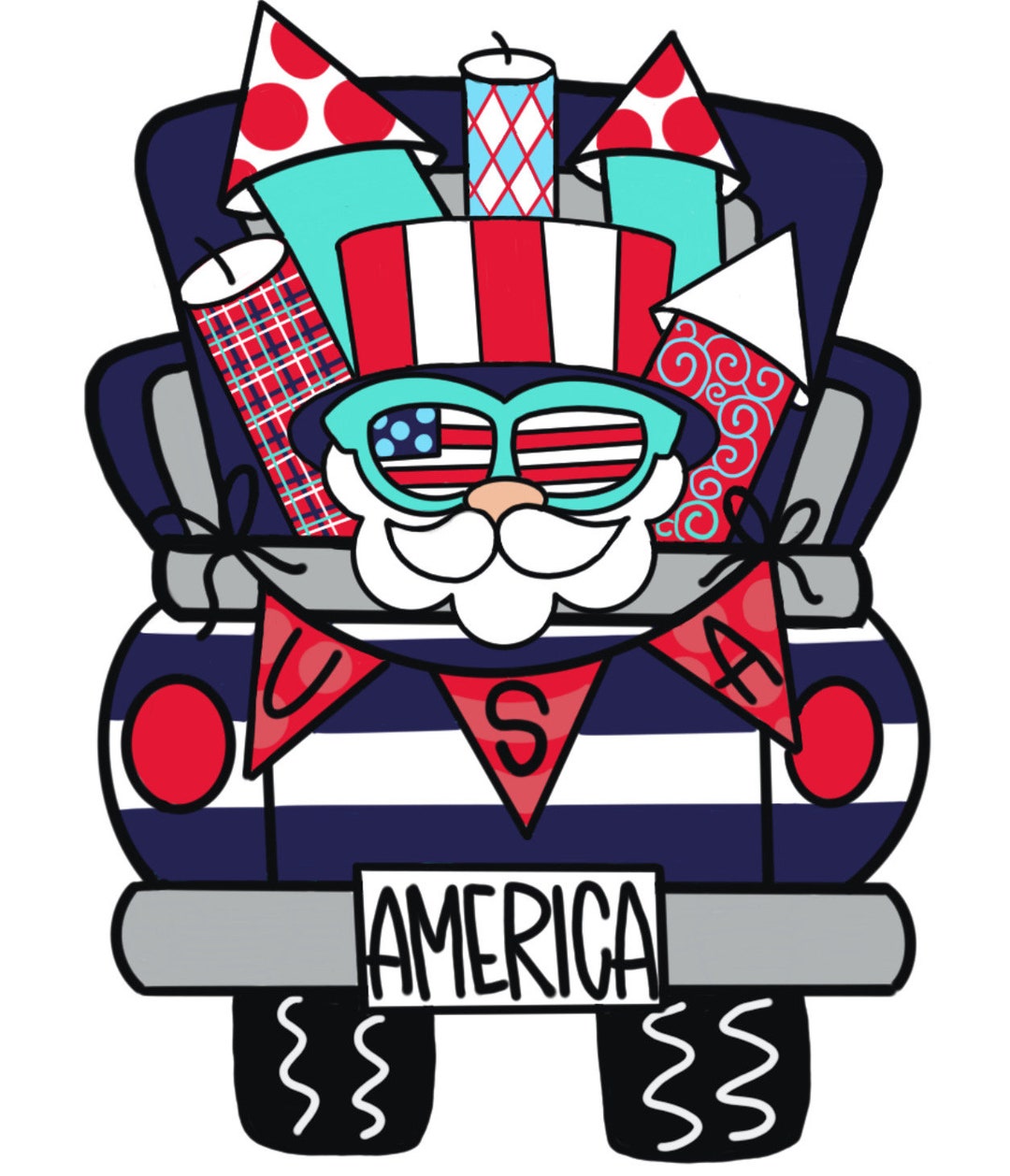 DIGITAL TEMPLATE Patriotic Uncle Sam Truck and Fireworks Etsy