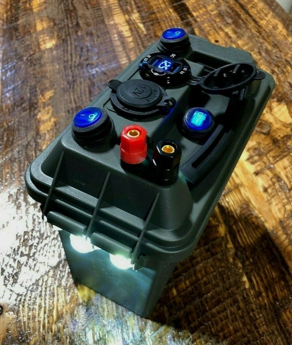 12V Power Box Battery Case 12v Outlet All Weather Compact USB Hiking  Camping Boating Ice Fishing -  Singapore