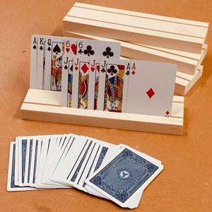 Set of 4 Hand Made Wooden Playing Card Holders Made From Select Aspen Wood
