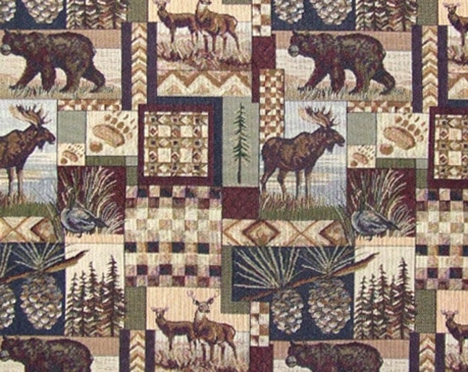 Peters Cabin Stone Moose Upholstery Fabric Mountain Lodge Etsy