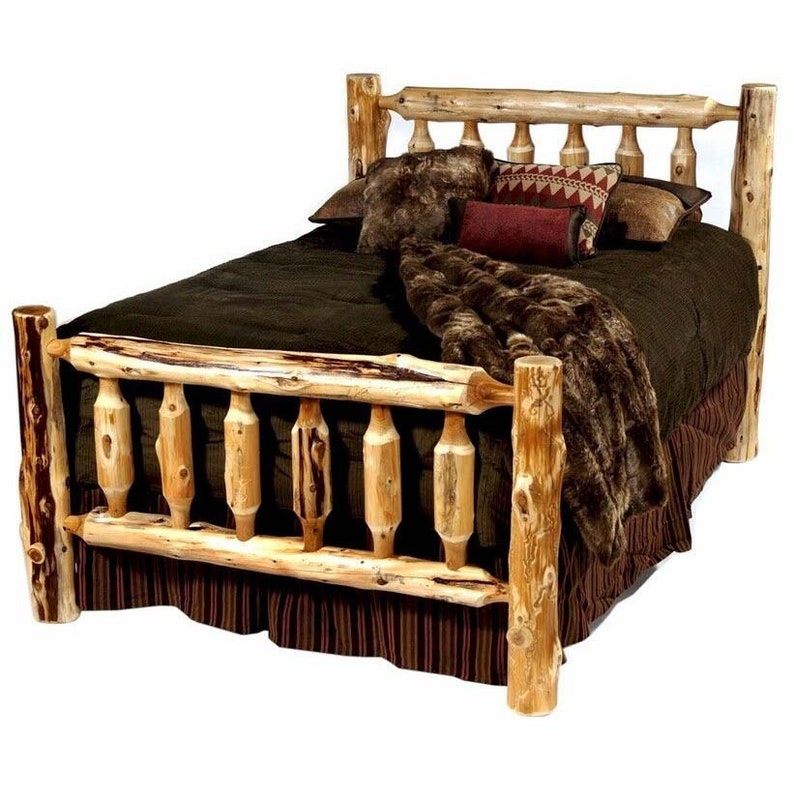 Rustic Queen Log Bed KIT Log bedroom furniture Rustic Cabin Etsy