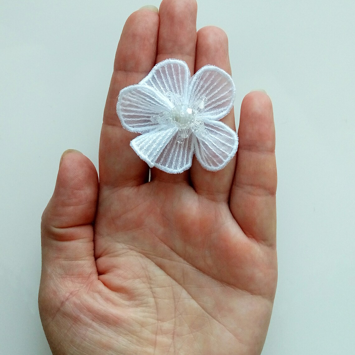 4. lace 3D flower white applique Flower lace applique Lace Etsy