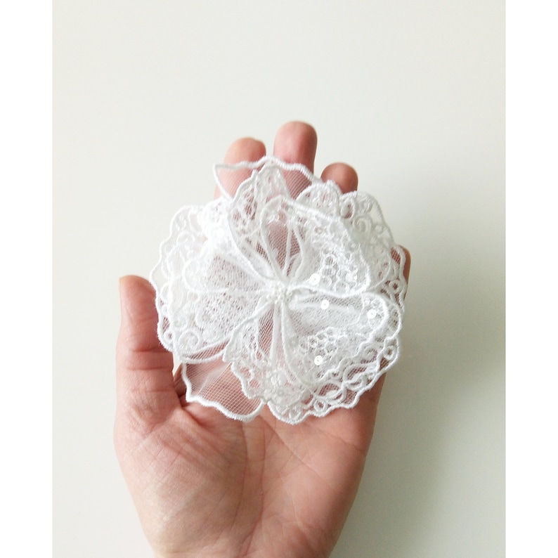 Decor 3D flower 3D wite lace bridal. Applique 3D lace Lace white wedding 3D Flower lace applique