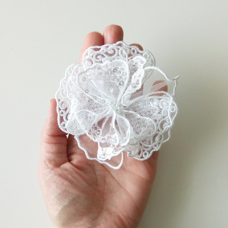 Decor 3D flower 3D wite lace bridal. Applique 3D lace Lace white wedding 3D Flower lace applique