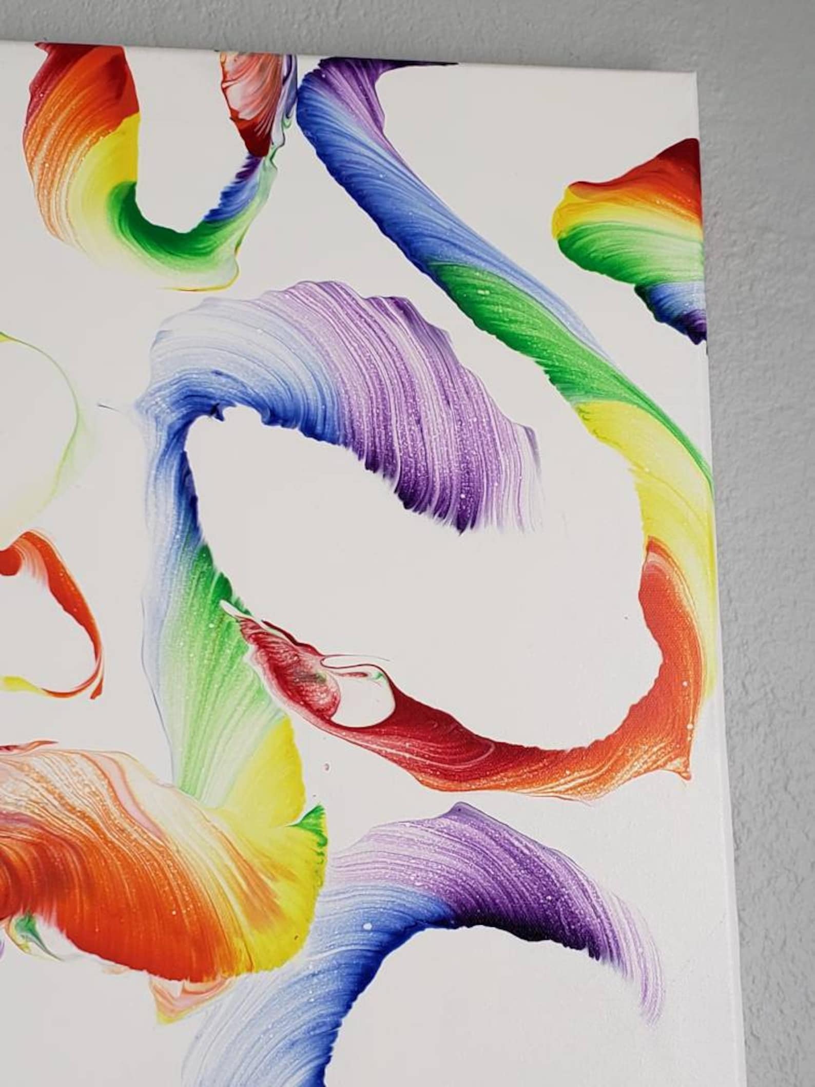 18x24 Abstract acrylic rainbow painting | Etsy
