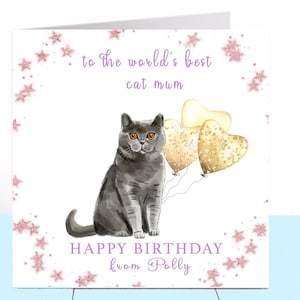 Carte d'anniversaire de maman chat British Shorthair, British Shorthair, amoureux des chats, maman chat, carte maman, maman chat, carte grand-mère, grand-mère carte soeur