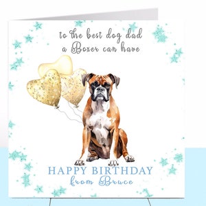 Carte d'anniversaire papa chien boxer, boxer, carte d'anniversaire chien, carte d'anniversaire personnalisée, papa chien, amoureux des chiens, carte du chien