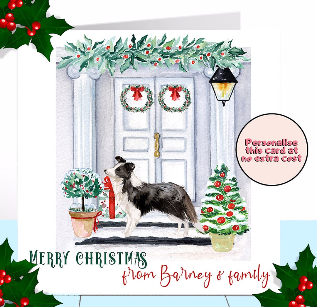 5 Border Collie Christmas Cards, Border Collie, Dog Christmas Card ...