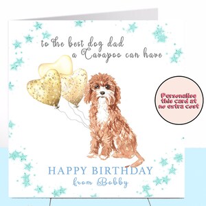 Carte d'anniversaire papa chien Cavapoo, Cavapoo, carte d'anniversaire chien, carte d'anniversaire personnalisée, papa chien, amoureux des chiens, carte du chien, bébé fourrure