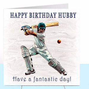 Carte d'anniversaire cricket, sport, fitness, frappeur au bâton, batteur, match fils petit-fils neveu mari petit ami, carte pour garçon, anniversaire masculin