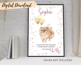 Personalised Pomeranian Wall Art - Digital Download, Dog Print, Pet Print, Dog Gift, Dog Illustration, Pet Portrait, Dog Lover Gift, Dog Mum