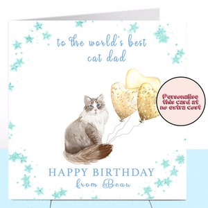 Carte d'anniversaire papa chat sibérien, sibérien, amoureux des chats, papa chat, papa chat, carte papa chat, carte grand-père, carte grand-père, chat noir