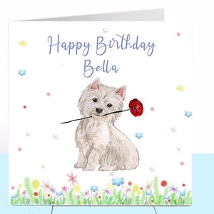 Carte d'anniversaire Westie, West Highland Terrier, carte d'anniversaire chien, carte d'anniversaire personnalisée, maman chien, amoureux des chiens, grand-mère chien, maman chien, papa chien