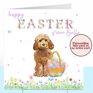 Cockapoo Easter Card, Cockapoo, Carte de Pâques pour chien, Carte de Pâques personnalisée, Maman de chien, Amoureux des chiens, Papa de chien, Frère de chien, Sœur de chien, Maman de chien