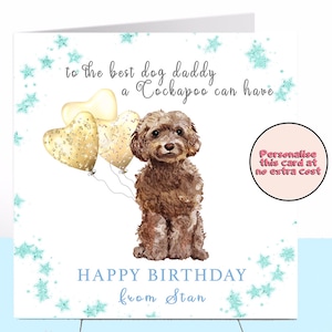 Carte d'anniversaire de papa chien cockapoo, cockapoo, carte d'anniversaire de chien, carte d'anniversaire personnalisée, papa de chien, amoureux des chiens, carte du chien, bébé fourrure