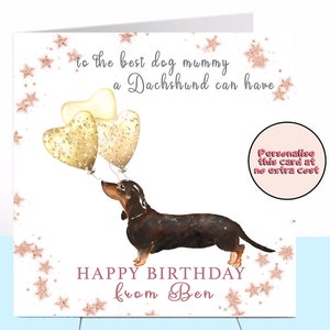 Teckel hond mummie verjaardagskaart, teckel, hond verjaardagskaart, gepersonaliseerde verjaardagskaart, hond moeder, hondenliefhebber, hond mama, hond mam moeder moeder