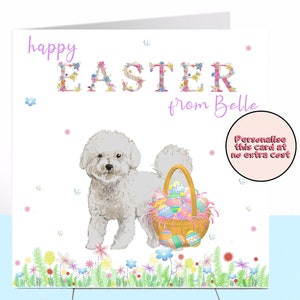 Bichon Frise Easter Card, Bichon Frise, Dog Easter Card, Carte de Pâques personnalisée, Dog Mum, Dog Lover, Dog Dad, Dog Brother, Dog Sister, Mam