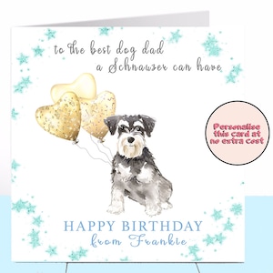 Carte d'anniversaire papa chien schnauzer, schnauzer, carte d'anniversaire chien, papa chien, amoureux des chiens, carte du chien, Furbaby, papa chien, grand-père, frère