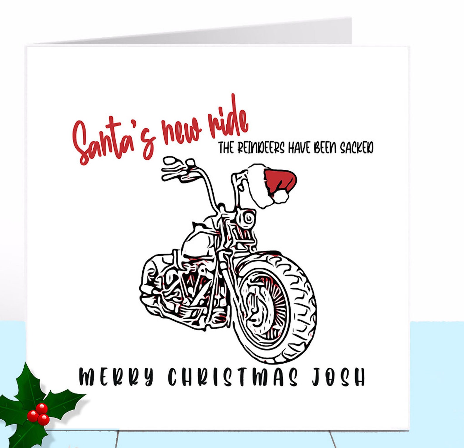 Personalised Harley Davidson Christmas Card Harley Davidson Etsy