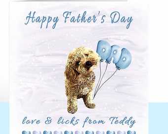 Poochon Father's Day Card, Poochon Dog Daddy Card, Father's Day Card, Dog Dad, Dog Lover, Dog Daddy, Dog Grandfather, Grandad, Poochon