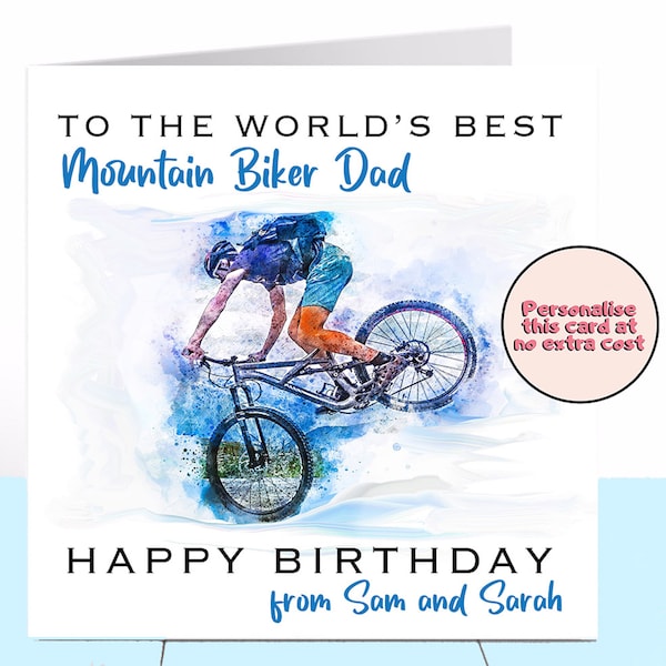Mountain Biker Birthday Card, Mountain Bike, Dad Card, Daddy Card, Grandad Card, Grandfather Card, Bicycle Card, Cycling Card Hill Climb Son