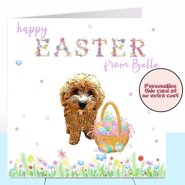 Cavapoochon Easter Card, Cavapoochon, Dog Easter Card, Personalised Easter Card, Dog Mum, Dog Lover, Dog Dad, Dog Brother, Dog Sister, Mam